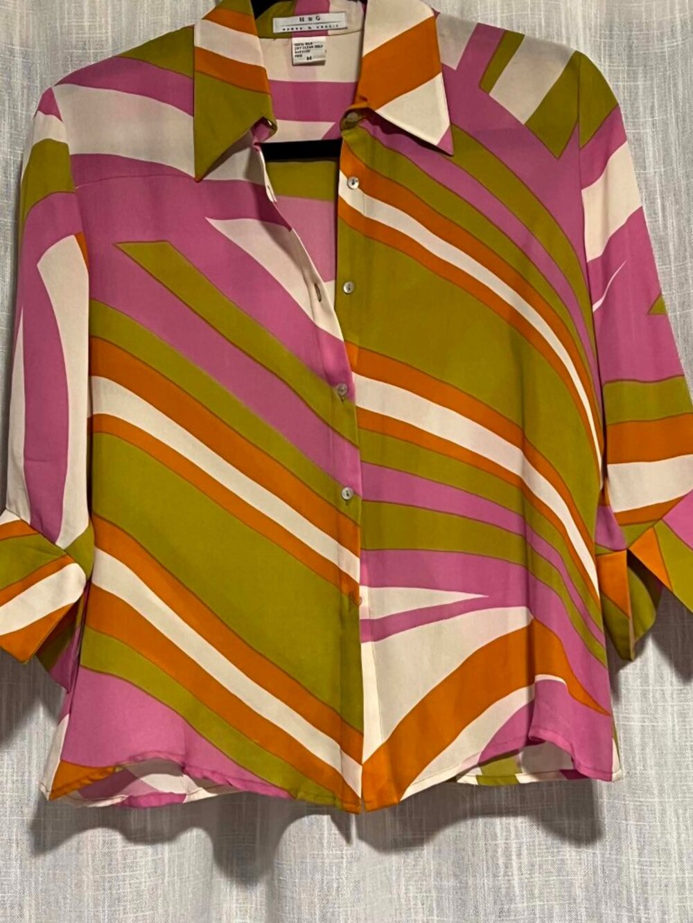 Hanna & Gracie 100% Silk 70's Inspired Blouse Size M